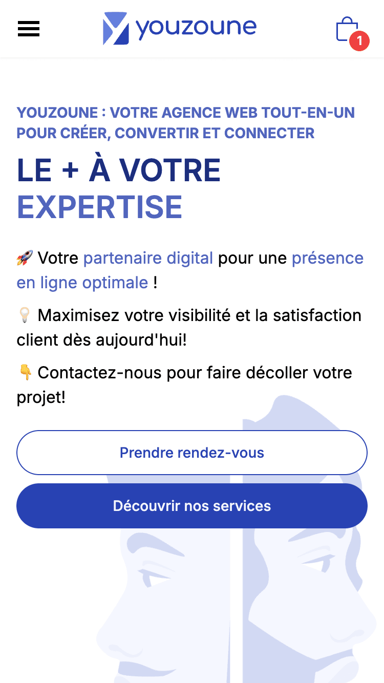Homepage of Youzoune mobile