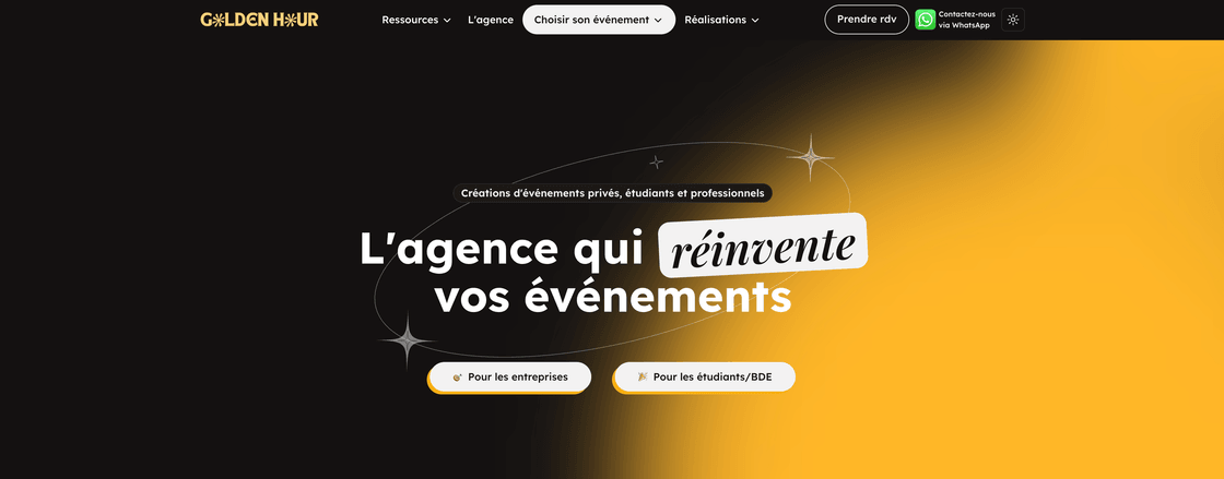 Homepage of Golden Hour France