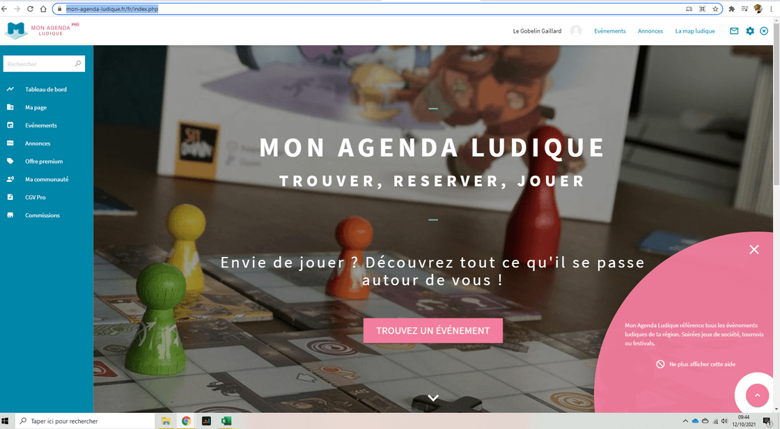 Homepage of Mon agenda ludique