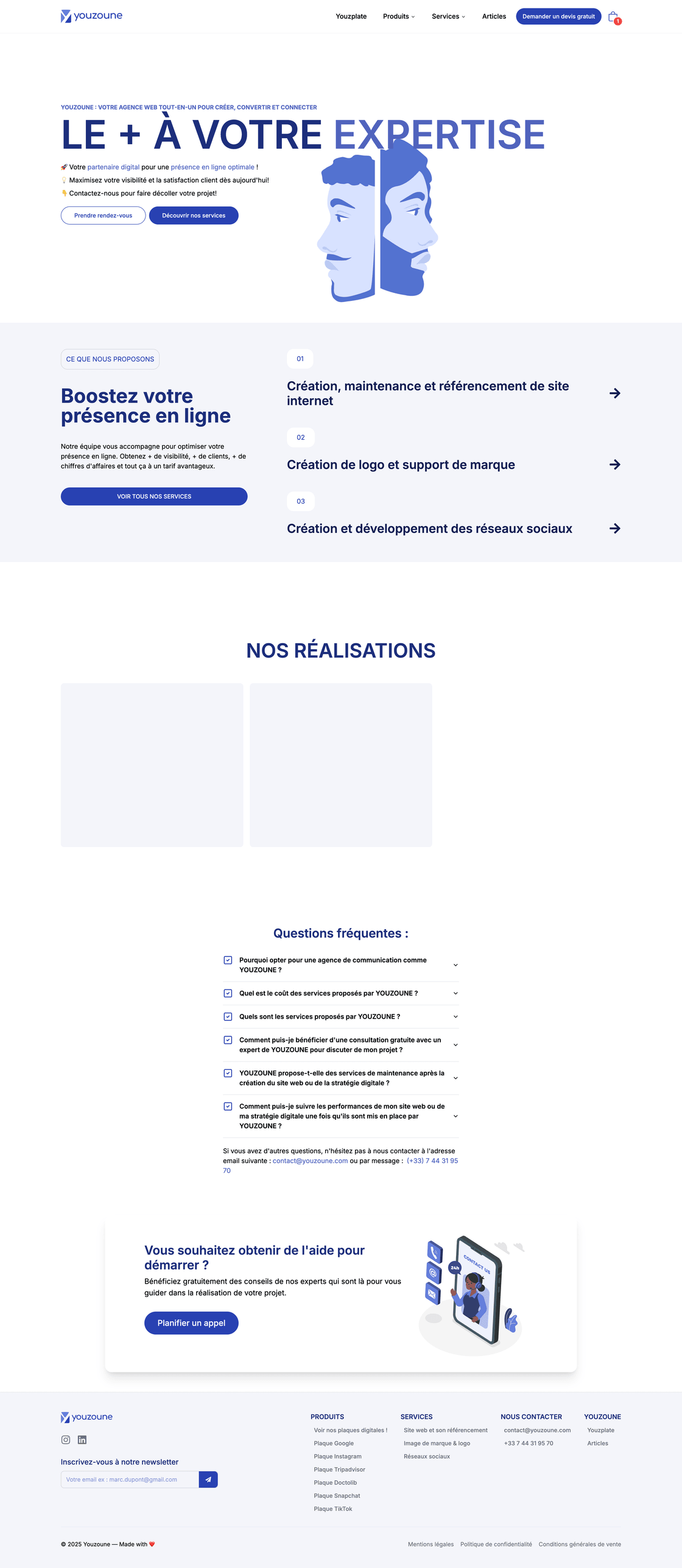 Full homepage view of Youzoune